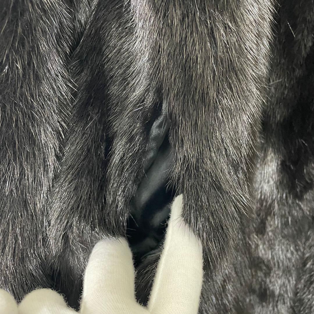 【極美品】SAGA MINK 銀タグ ミンクコート ファージャケット ツヤ 黒