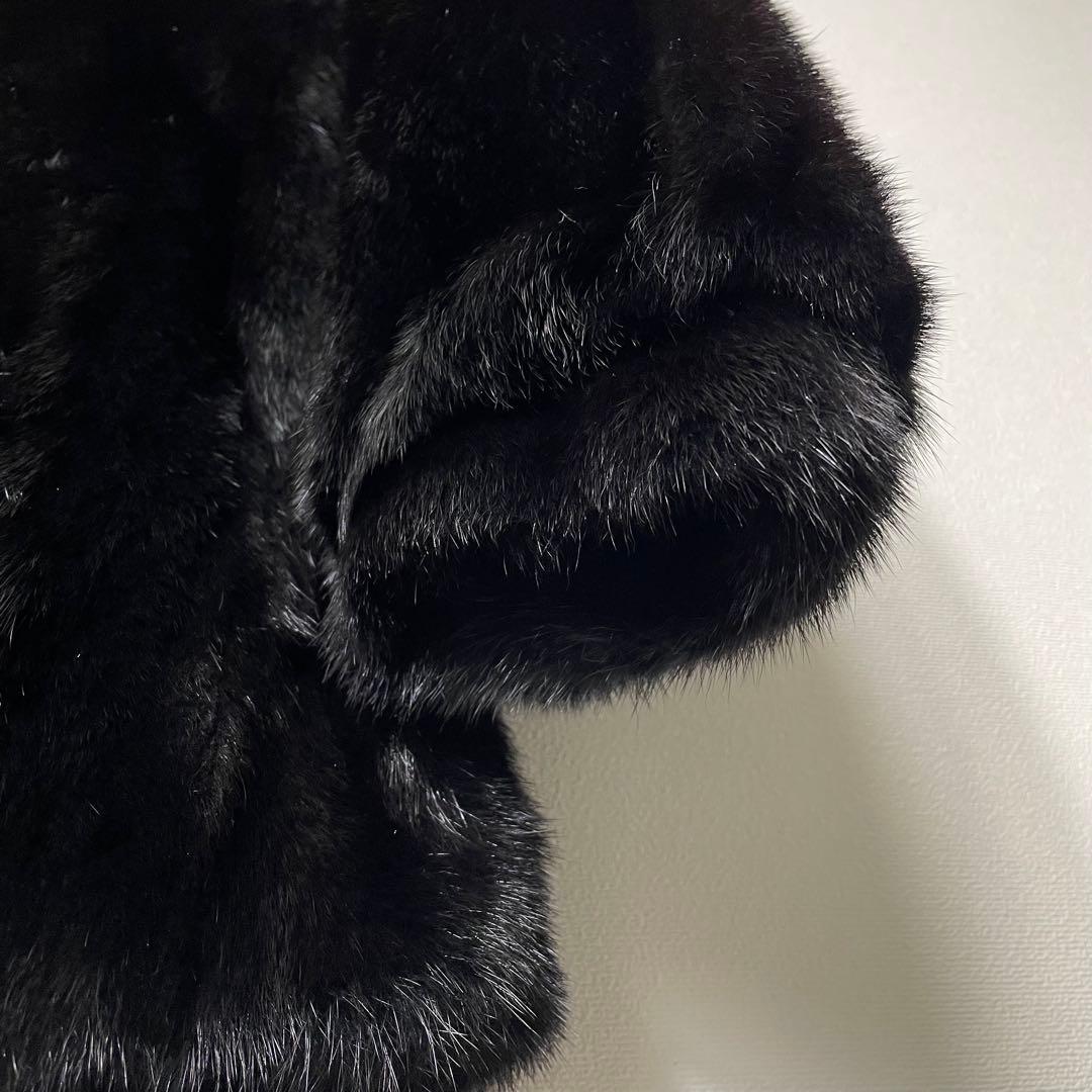 【極美品】SAGA MINK 銀タグ ミンクコート ファージャケット ツヤ 黒