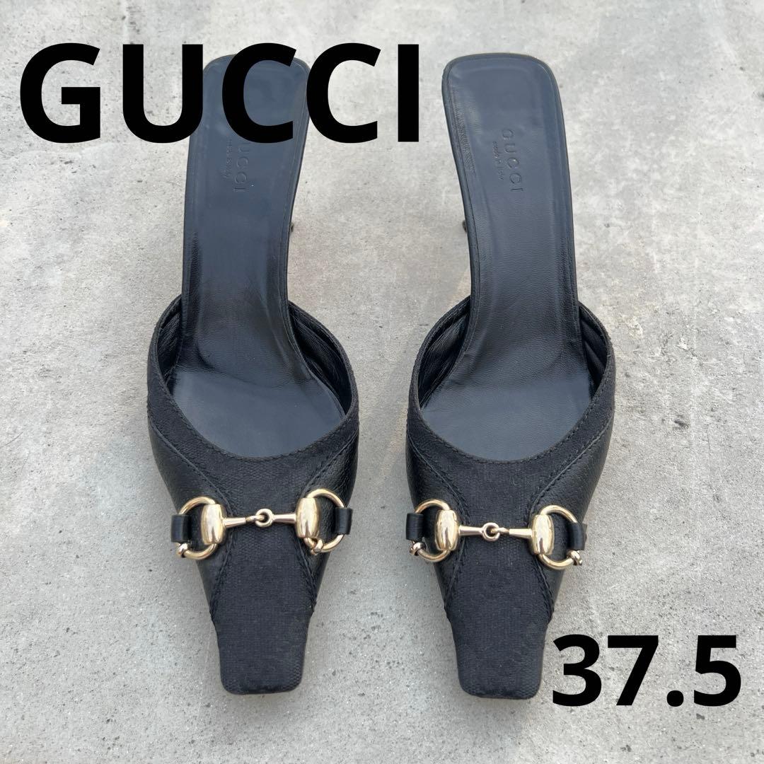 Gucci Horse Bit ブラックミュール ハイヒール 37.5