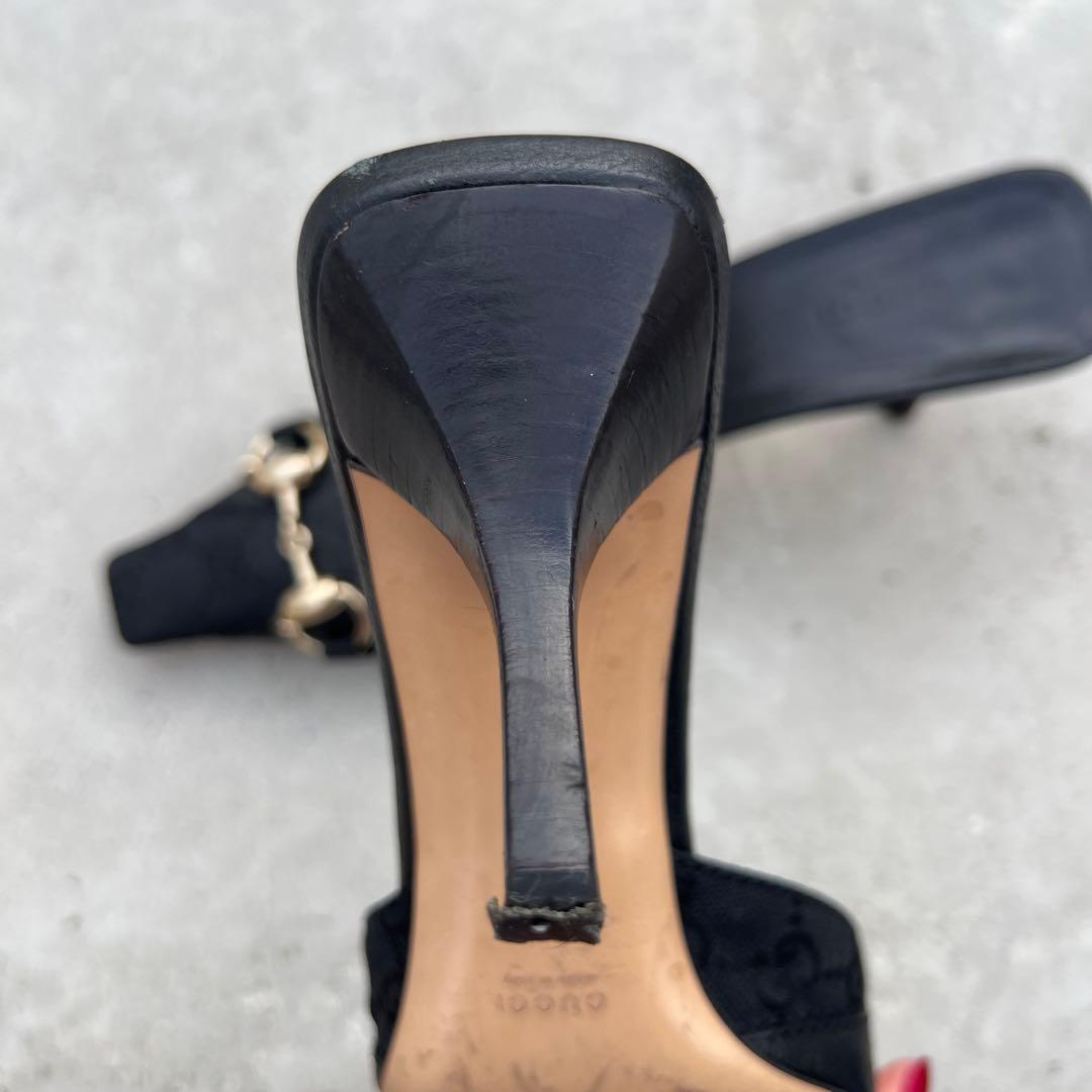 Gucci Horse Bit ブラックミュール ハイヒール 37.5