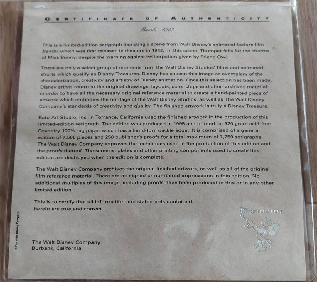 Disney　ディズニー バンビ とんすけ ミス・バニー 1942年 セル画