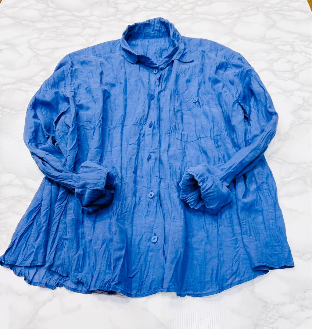 2023年モデル　プリーツプリーズ　シャツ　サイズ3　麻　リネン　大きいサイズ