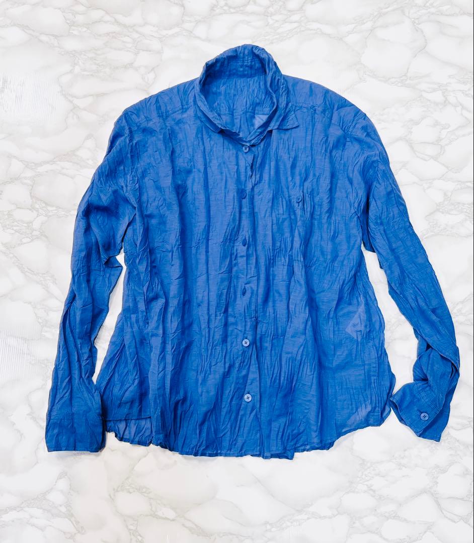 2023年モデル　プリーツプリーズ　シャツ　サイズ3　麻　リネン　大きいサイズ