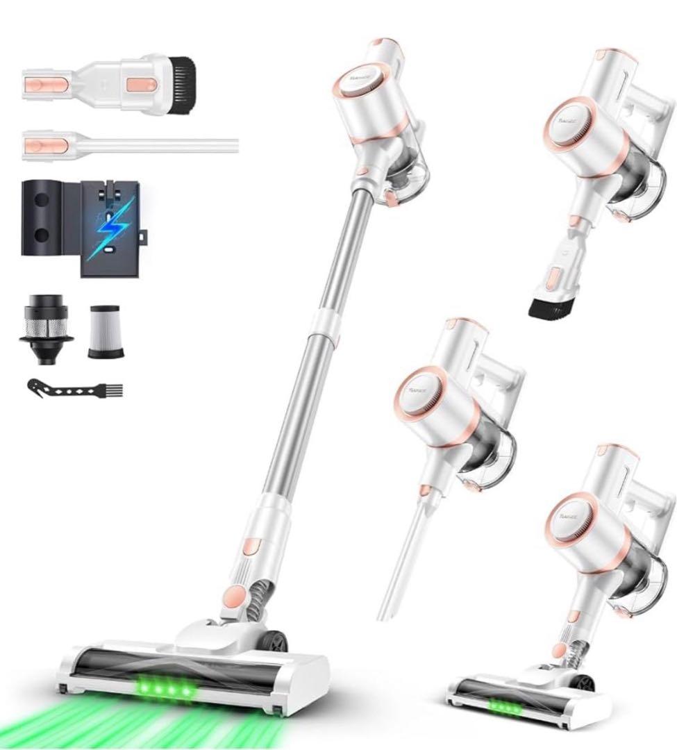 掃除機 コードレス65Kpa超強力吸引LEDライト＆2in1置くだけ充電スタンド