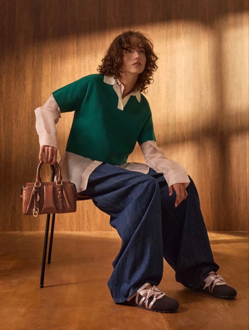 【新品】Charles&Keithブリットンルーシュドトップハンドルトートバッグ