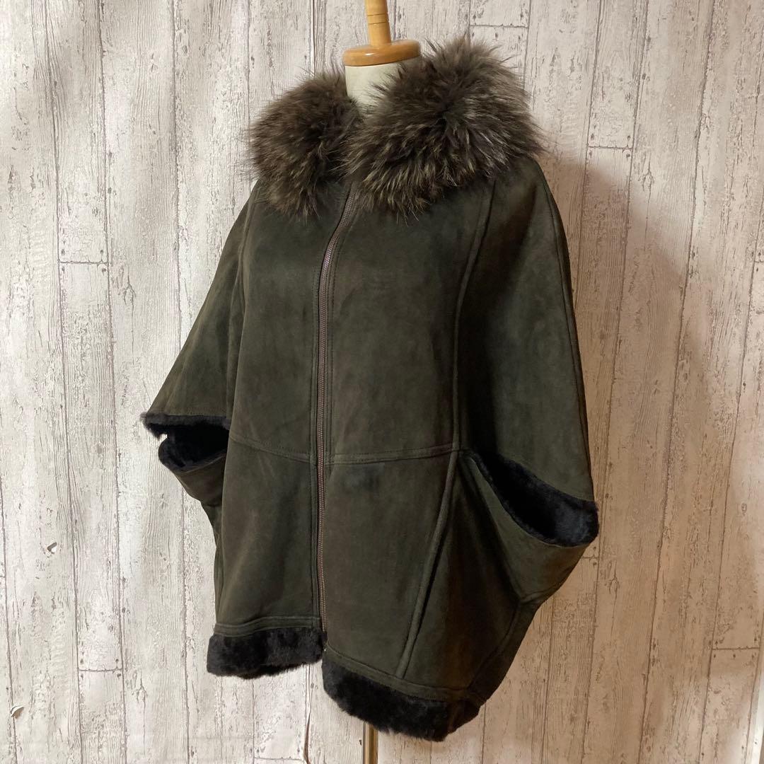 GRACE CONTINENTAL リアルファー 羊革 ムートンケープコート
