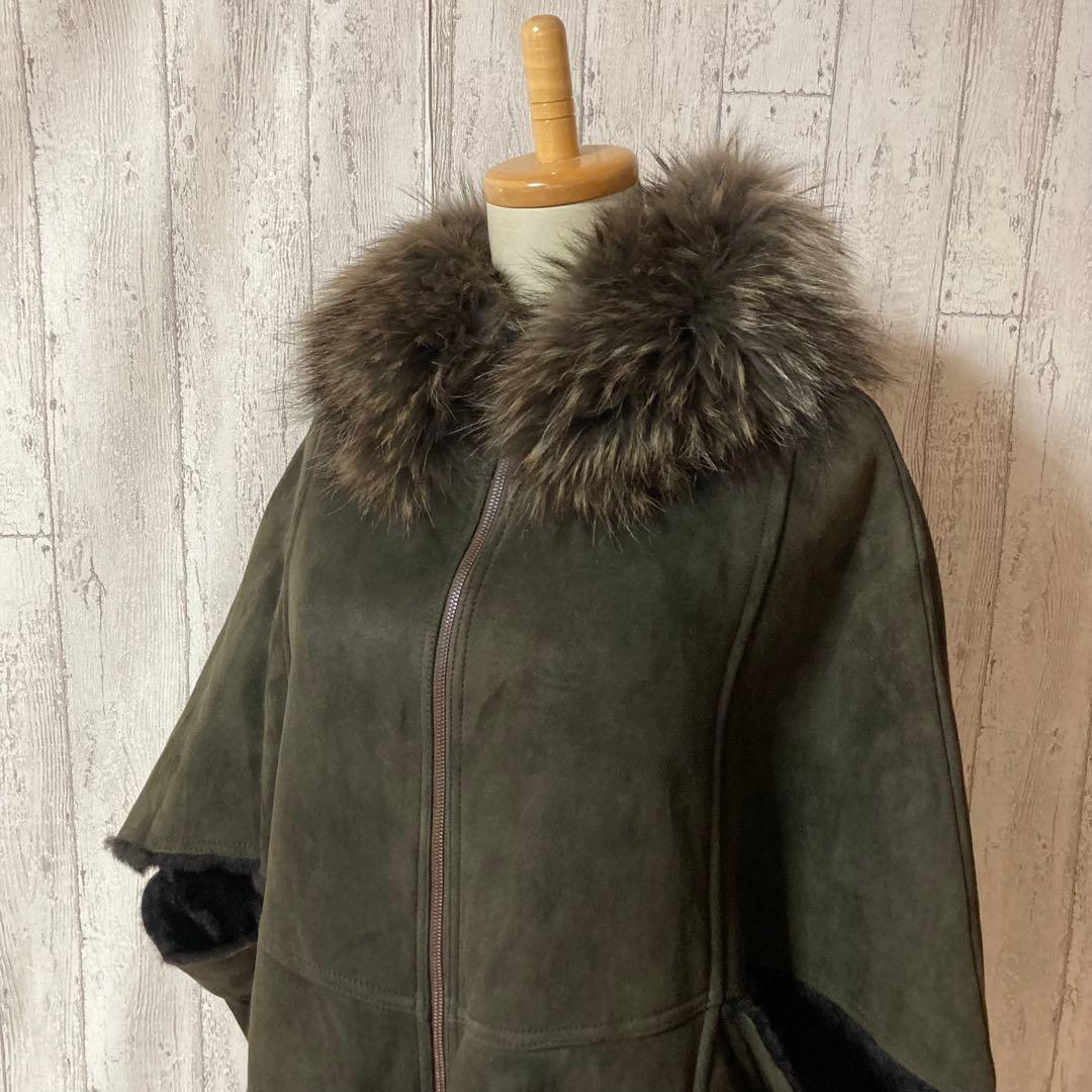 GRACE CONTINENTAL リアルファー 羊革 ムートンケープコート