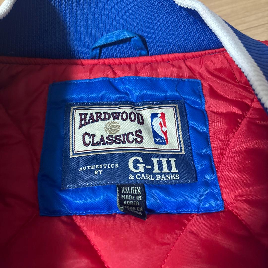 【NBA】76ers 刺繍 中綿 スタジャン ブルゾン XXL 青 希少サイズ