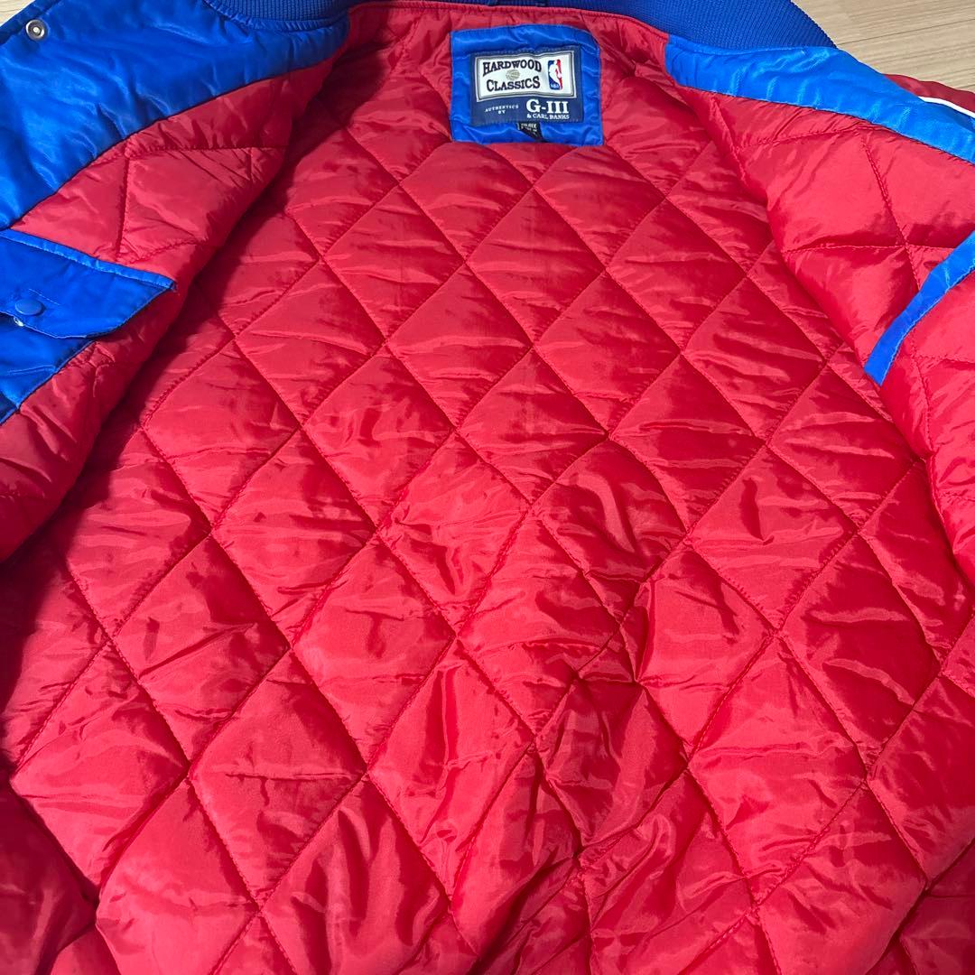 【NBA】76ers 刺繍 中綿 スタジャン ブルゾン XXL 青 希少サイズ