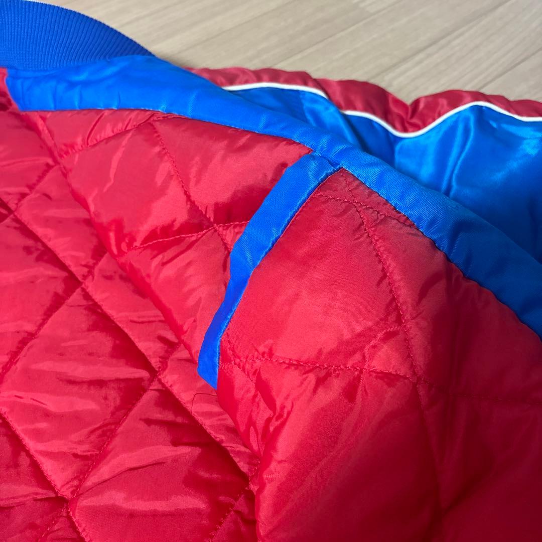 【NBA】76ers 刺繍 中綿 スタジャン ブルゾン XXL 青 希少サイズ