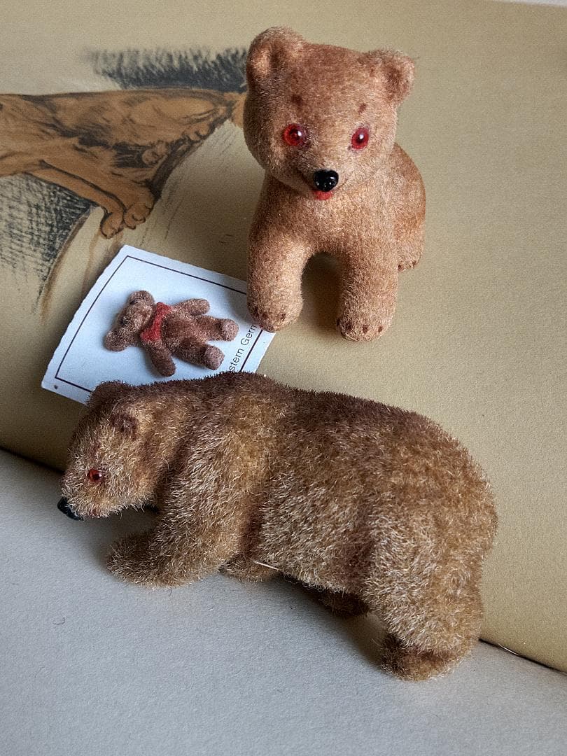 ★陽気な熊さん　ハッピースマイルのベア２点　ドイツ　アンティーク　WAGNER