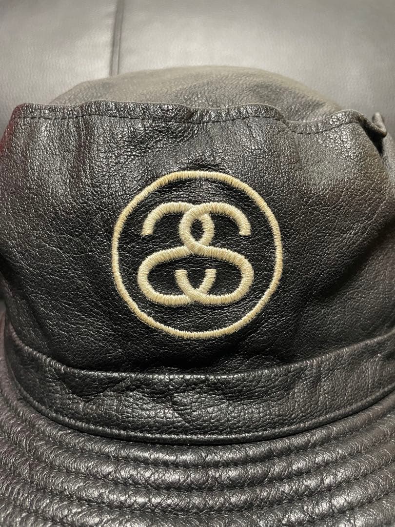 Stussy バケットハット ポークハット　リアルレザー　ブラス　ステューシー