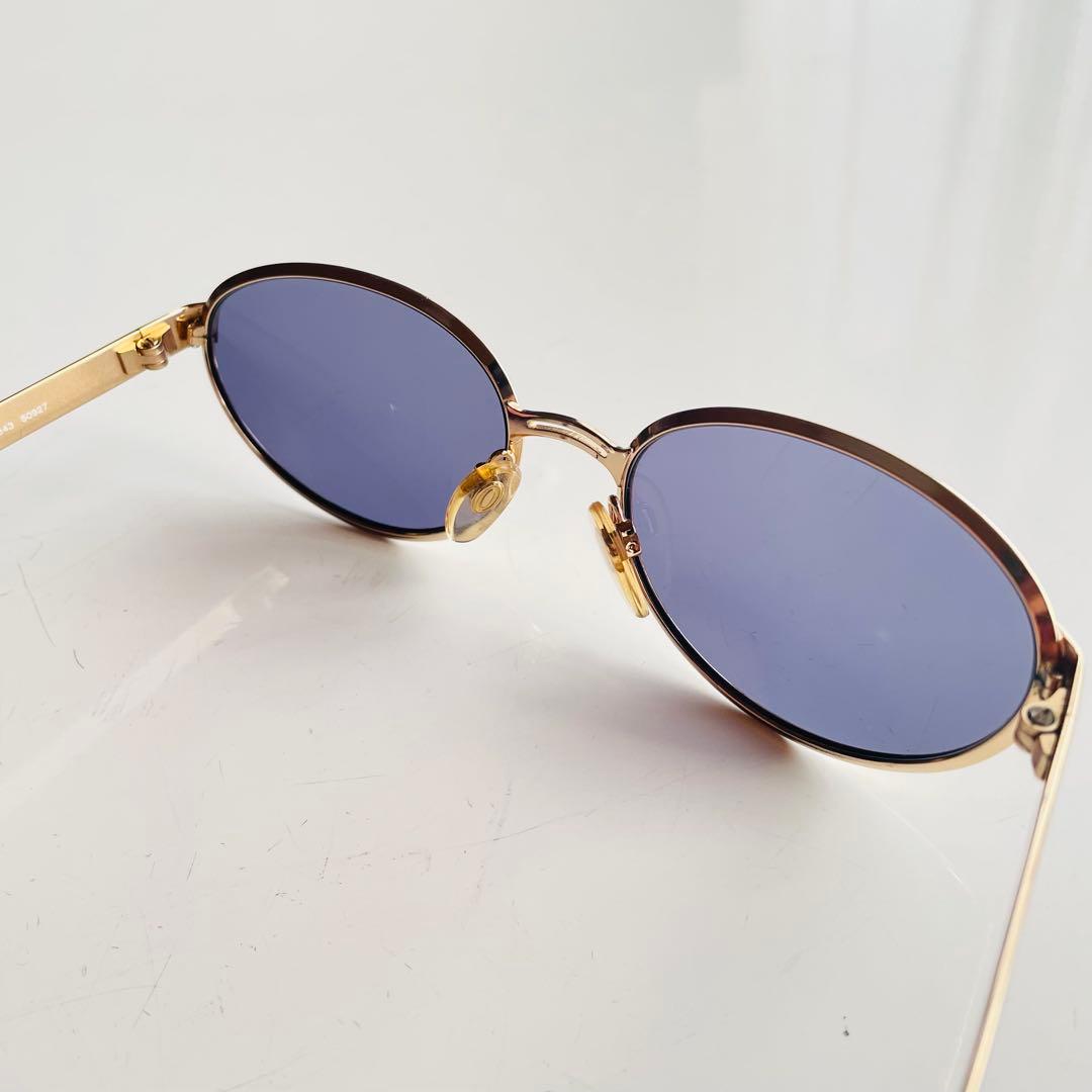 CHANEL シャネル オーバル サングラス ゴールド 度なし ブルーレンズ