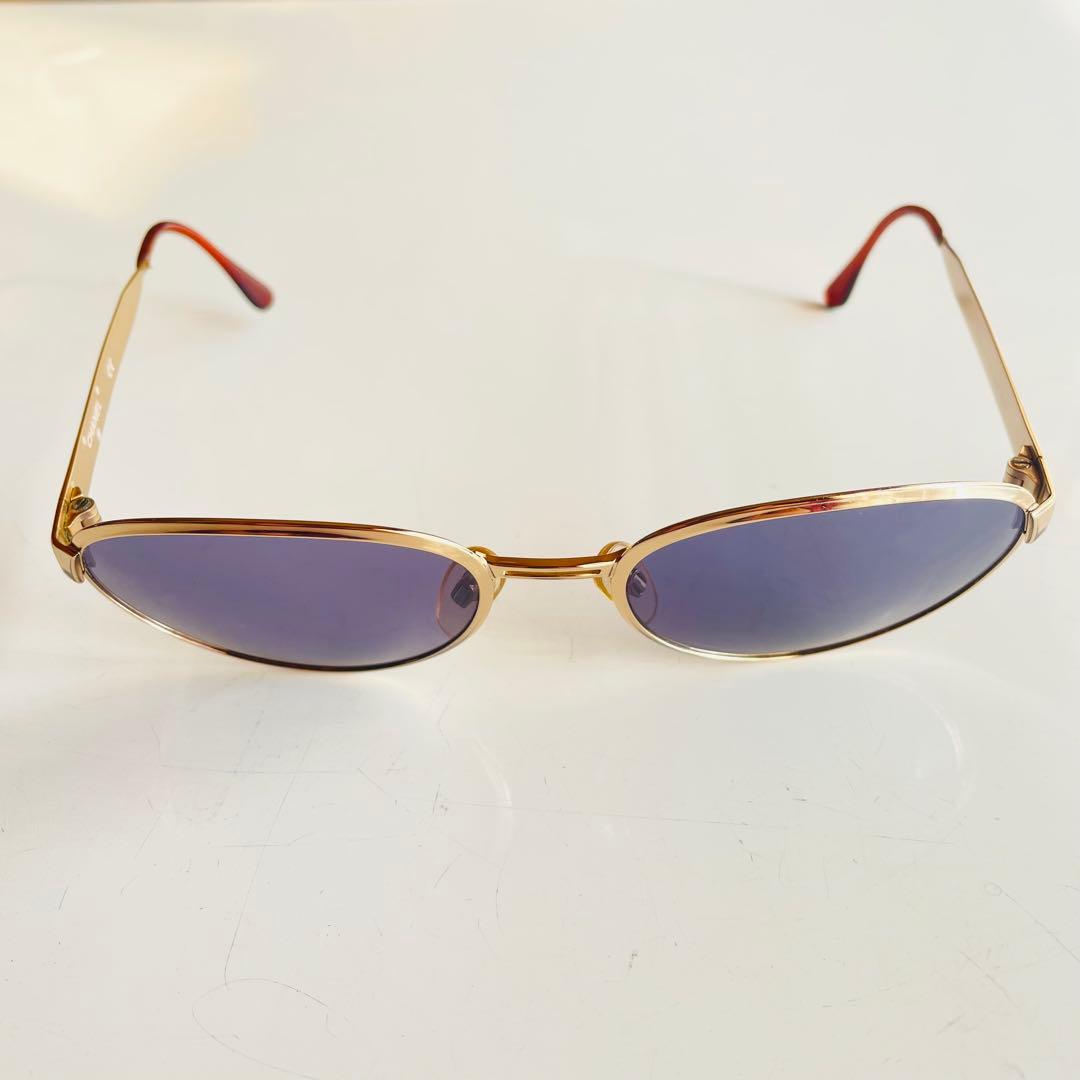 CHANEL シャネル オーバル サングラス ゴールド 度なし ブルーレンズ