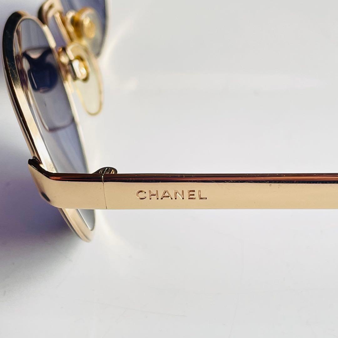 CHANEL シャネル オーバル サングラス ゴールド 度なし ブルーレンズ