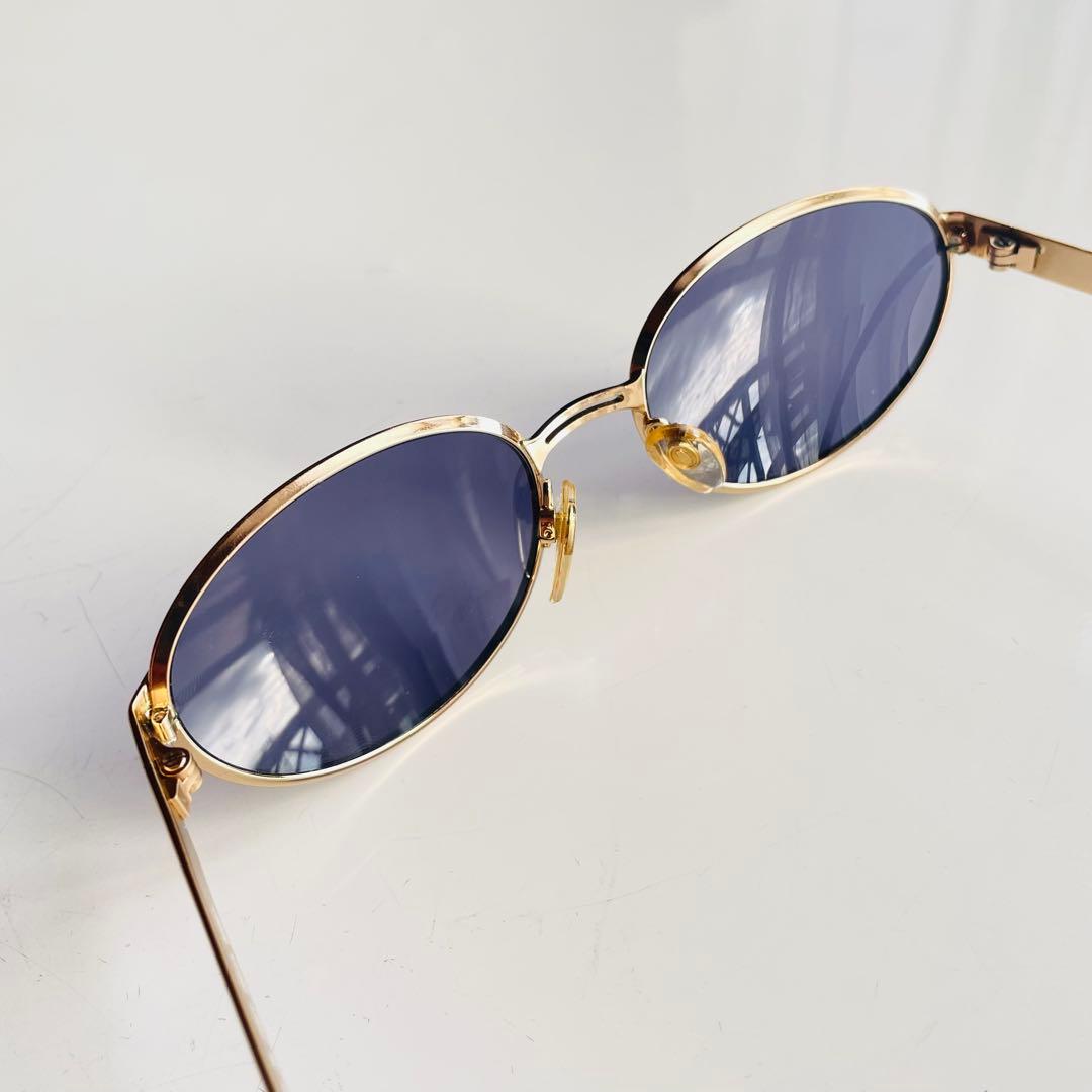 CHANEL シャネル オーバル サングラス ゴールド 度なし ブルーレンズ