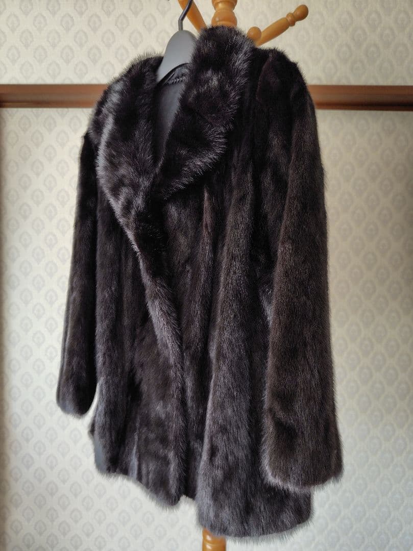 ミンク毛皮コート　ブラック　※名前刺繍あり