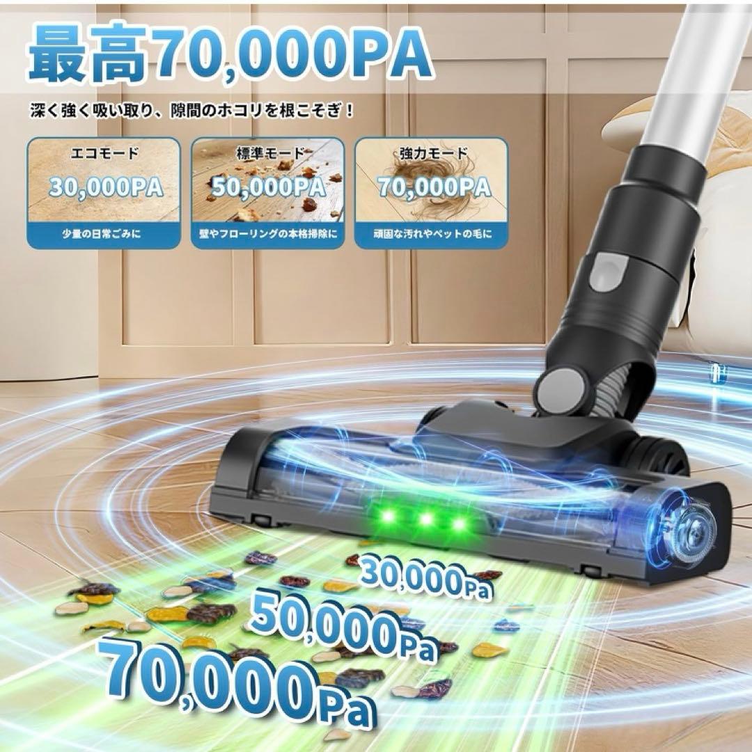 コードレス掃除機 3段吸引力モード LED電量表示 スティックそうじき 大容量
