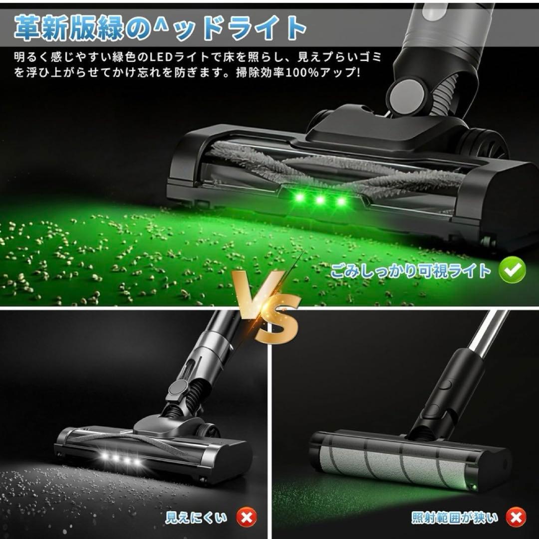 コードレス掃除機 3段吸引力モード LED電量表示 スティックそうじき 大容量