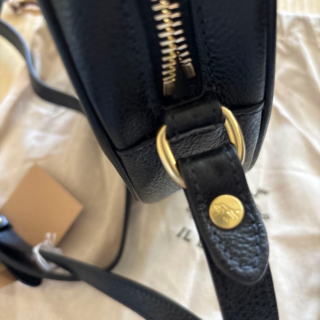 IL BISONTE 黒 レザー 円形バッグ 保存袋付き