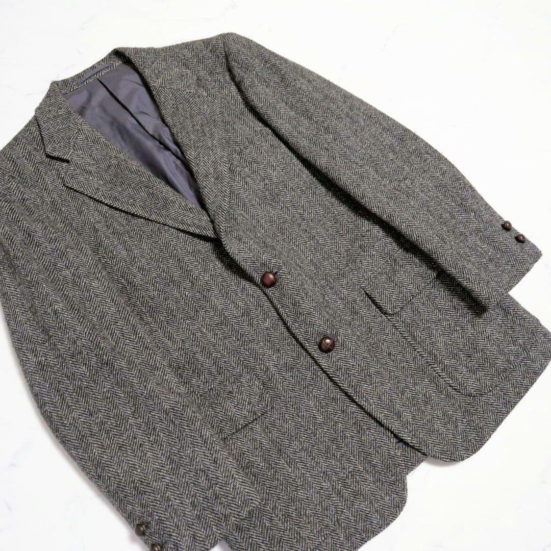 ジェイプレス テーラードジャケット ツイード ヘリンボーン 胡桃 グレー М相当