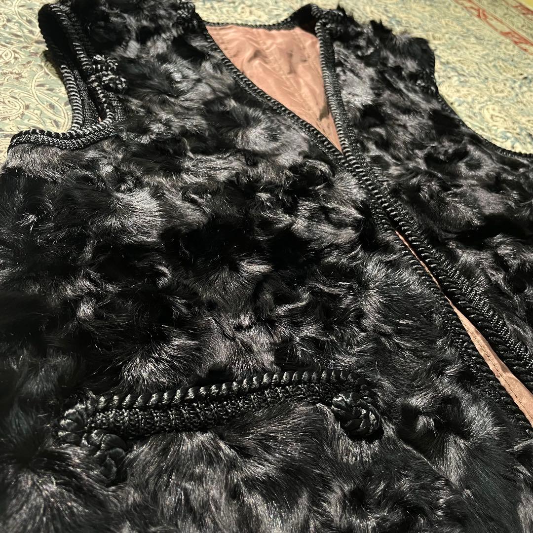 60’s カラクール 毛皮 リアルファー ベスト ビンテージ ブラック 50's