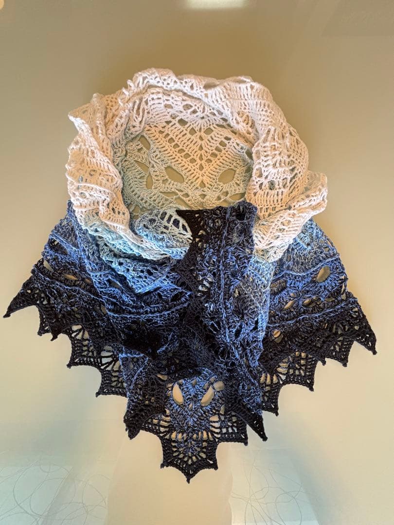 三角ショール　バレエショール　ブルー系　コットン100％　手洗・年中使用可　人気