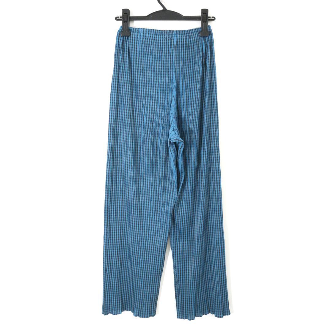 プリーツプリーズ 95AW ギンガムチェックプリントプリーツパンツ