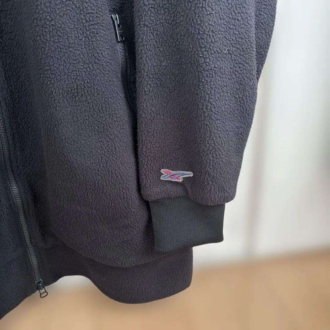 [値下げ 未使用品] オニツカタイガー 黒フリースジップパーカー 丈長め