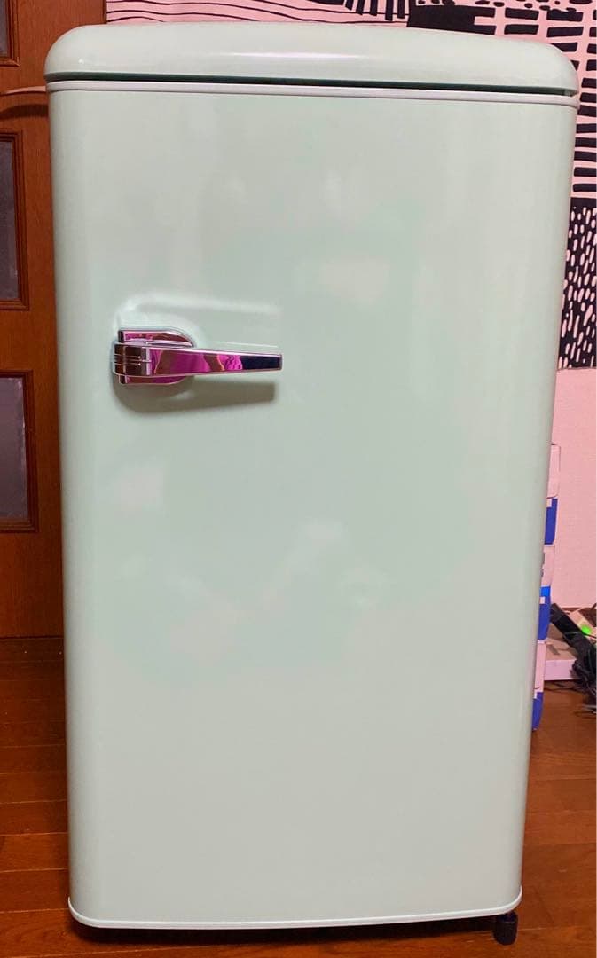 冷蔵庫 レトロデザイン 1ドア 冷凍冷蔵庫 83L ライトグリーン