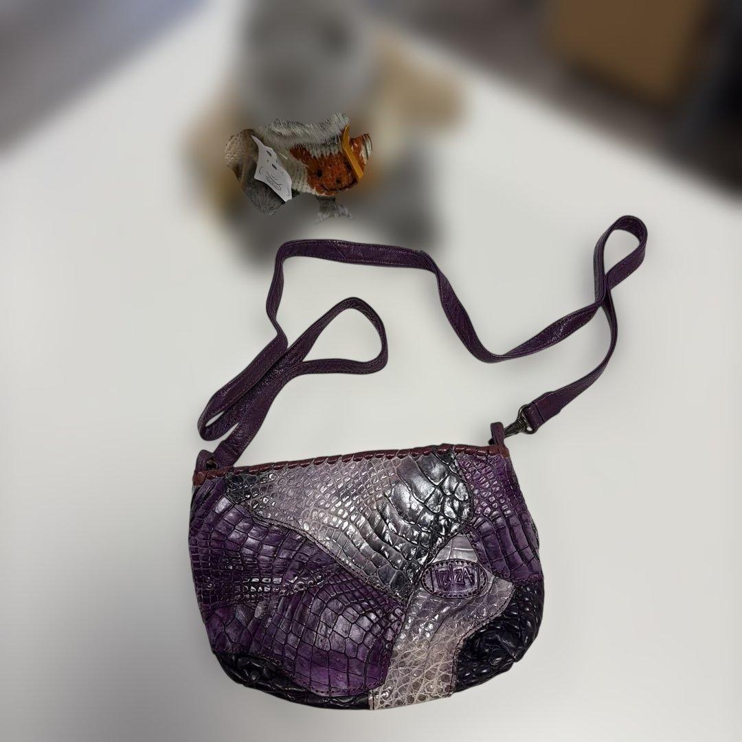 IBIZA　パープル系パッチワーク　ワニ革　ミニショルダー　美品！