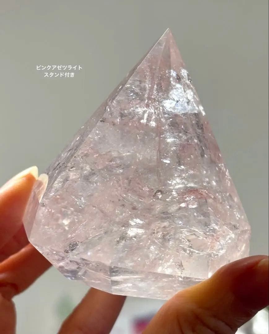 レア　高品質　ピンククォーツ　ピンクアゼツライトBIGダイヤモンド　スタンド付き