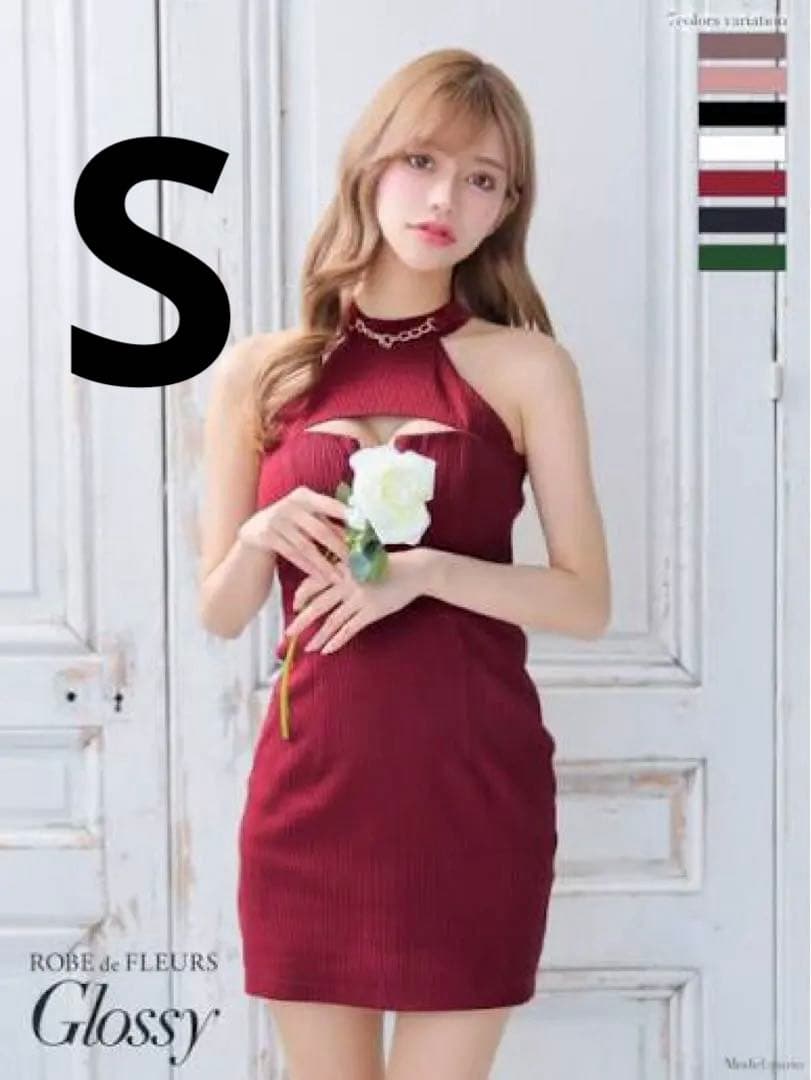 Robe de Fleurs バーガンディ タイトドレス