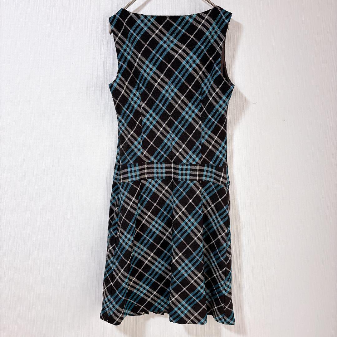 【美品】バーバリー　チェック　ノースリーブ　ロゴ　ミニワンピース　ホース刺繍