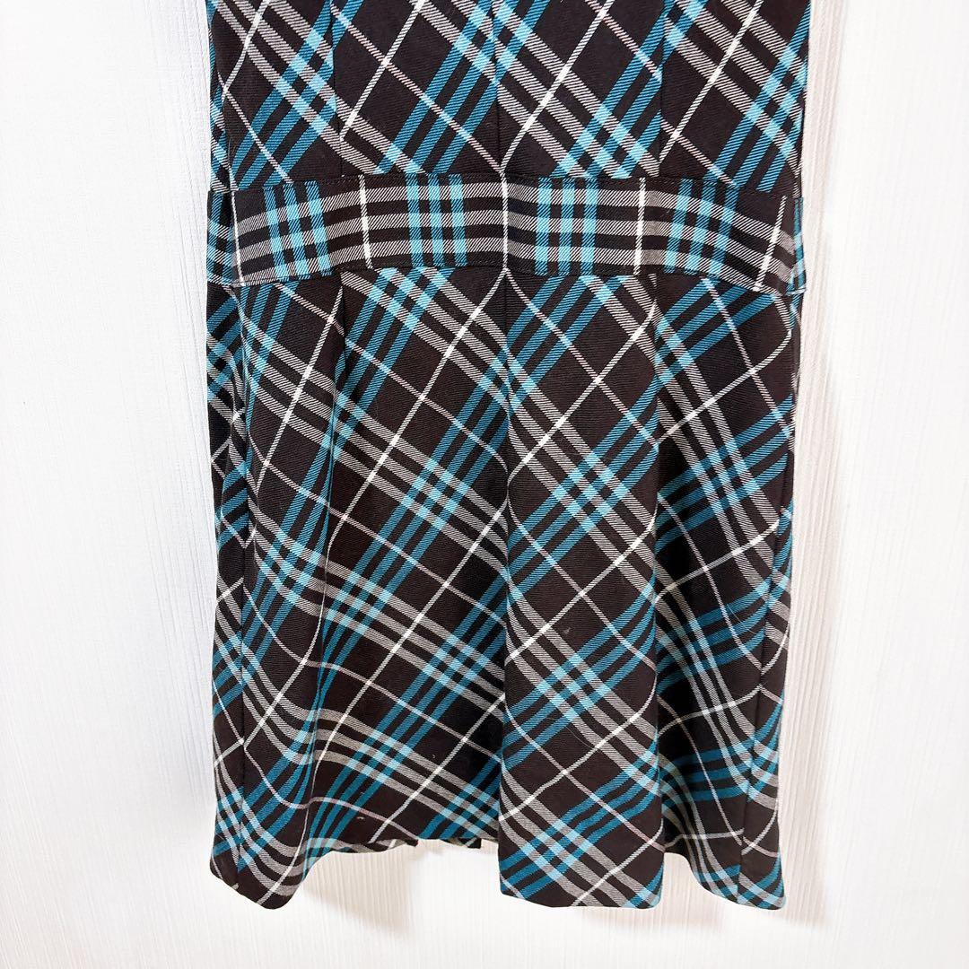 【美品】バーバリー　チェック　ノースリーブ　ロゴ　ミニワンピース　ホース刺繍