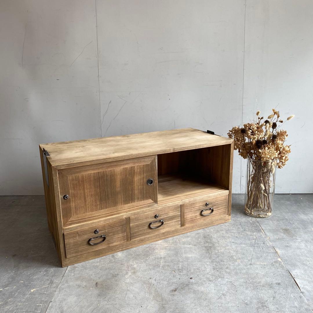 ヴィンテージ 箪笥 チェスト テレビ台 桐 杉 無塗装 昭和レトロ z434