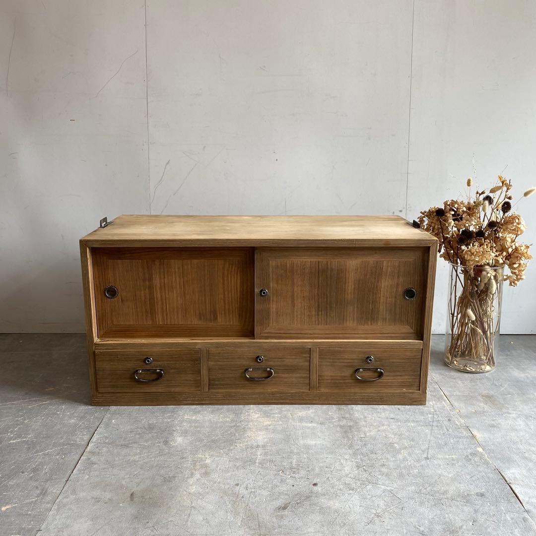 ヴィンテージ 箪笥 チェスト テレビ台 桐 杉 無塗装 昭和レトロ z434