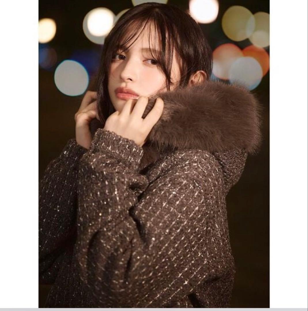 snidel ファー付きツイードブルゾン