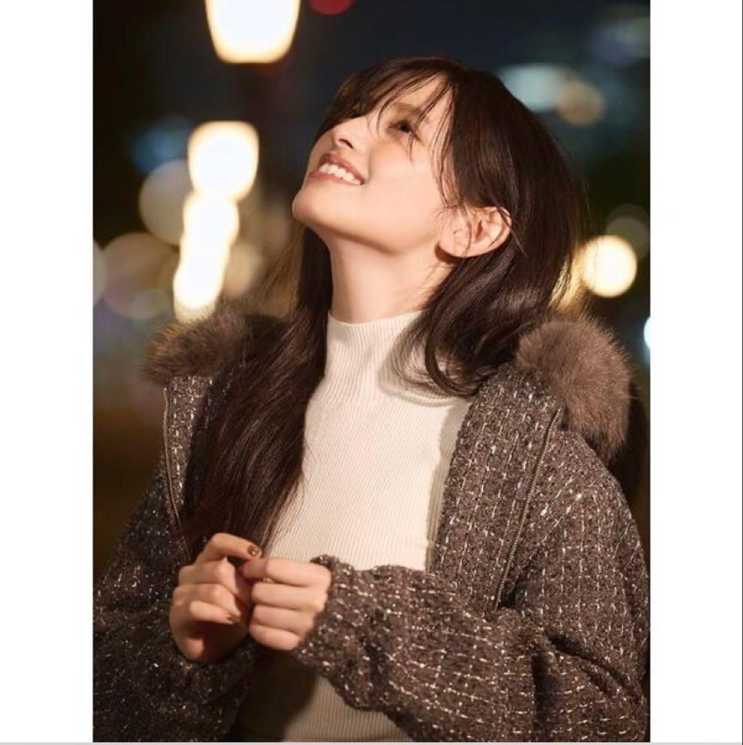 snidel ファー付きツイードブルゾン