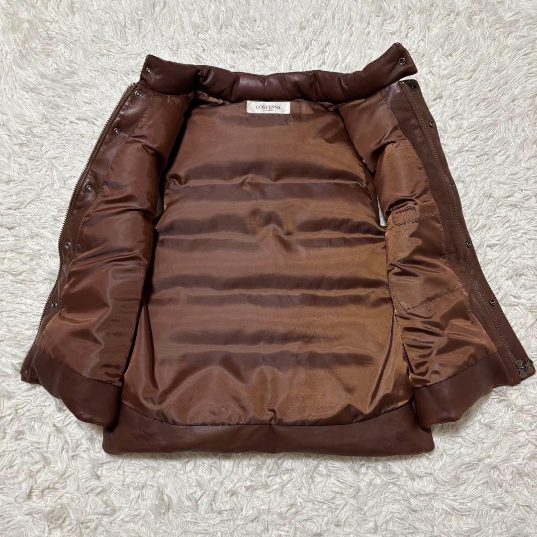 COSTENNA 本革オールレザーダウンベストMメンズ ブラウン ラムレザー