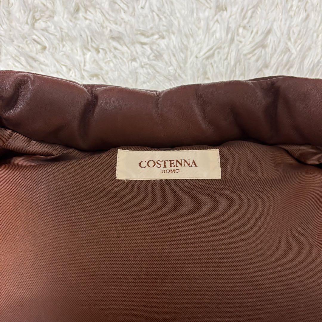 COSTENNA 本革オールレザーダウンベストMメンズ ブラウン ラムレザー