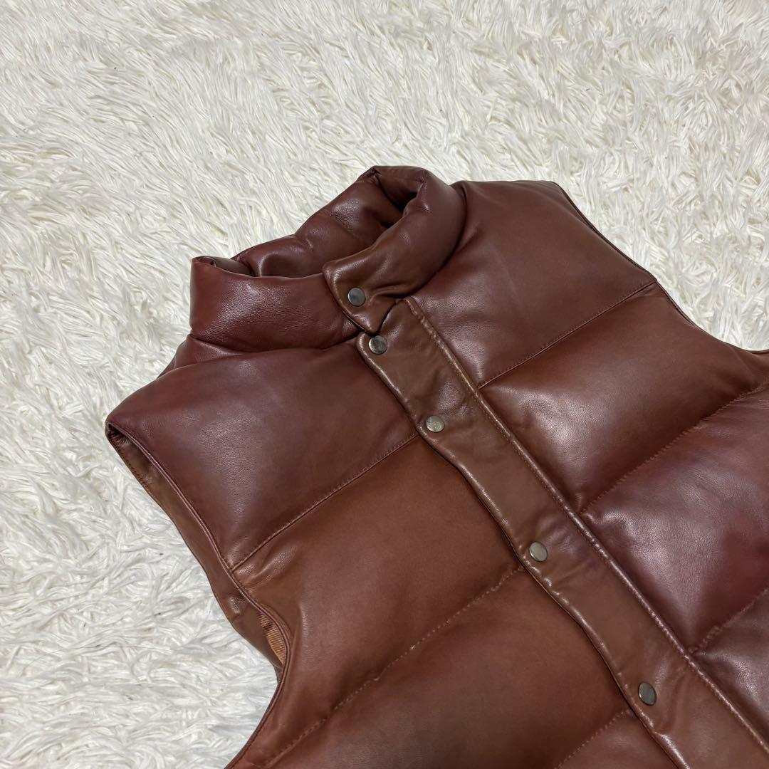 COSTENNA 本革オールレザーダウンベストMメンズ ブラウン ラムレザー