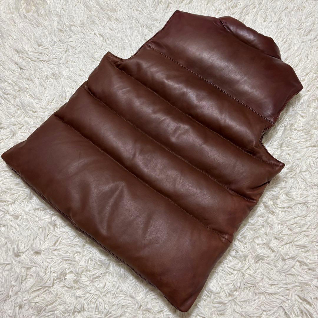 COSTENNA 本革オールレザーダウンベストMメンズ ブラウン ラムレザー