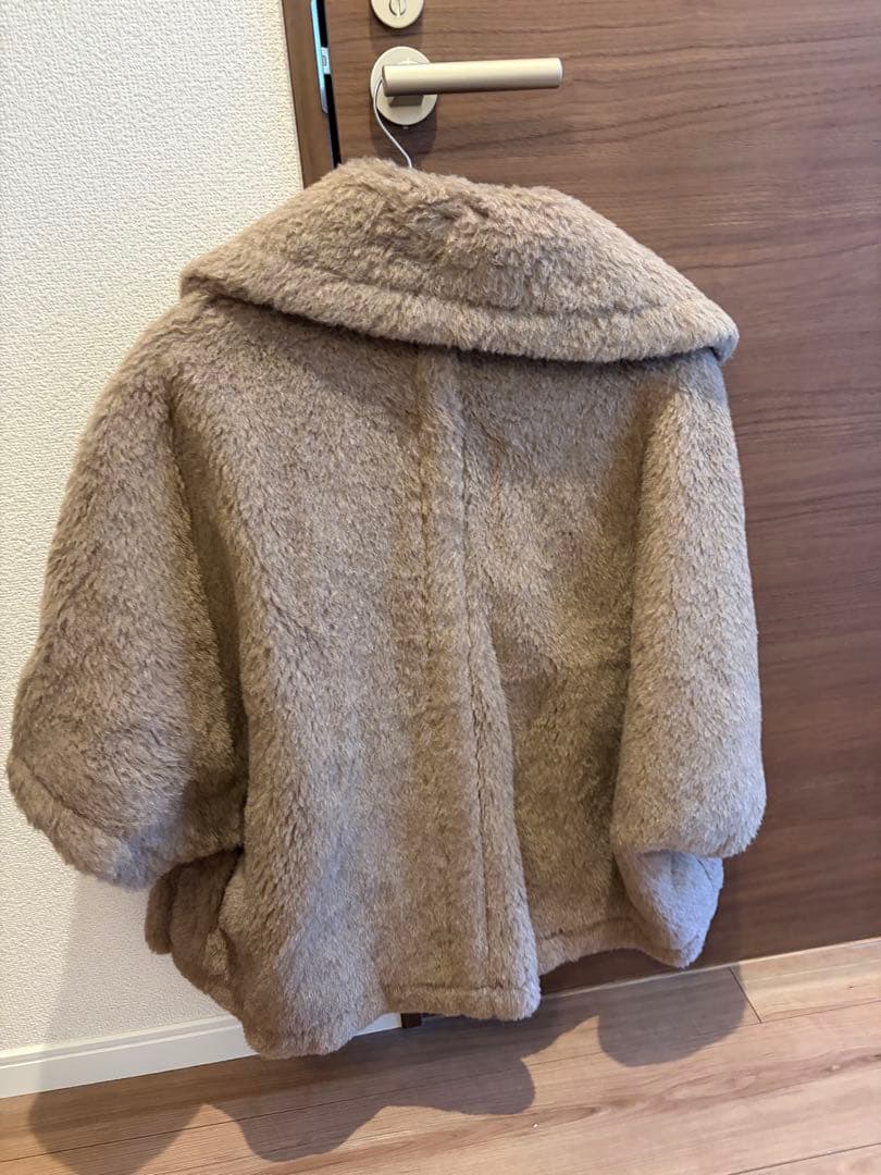 新品　マックスマーラ テディベア ケープ ALEGGIO S/M サンドベージュ