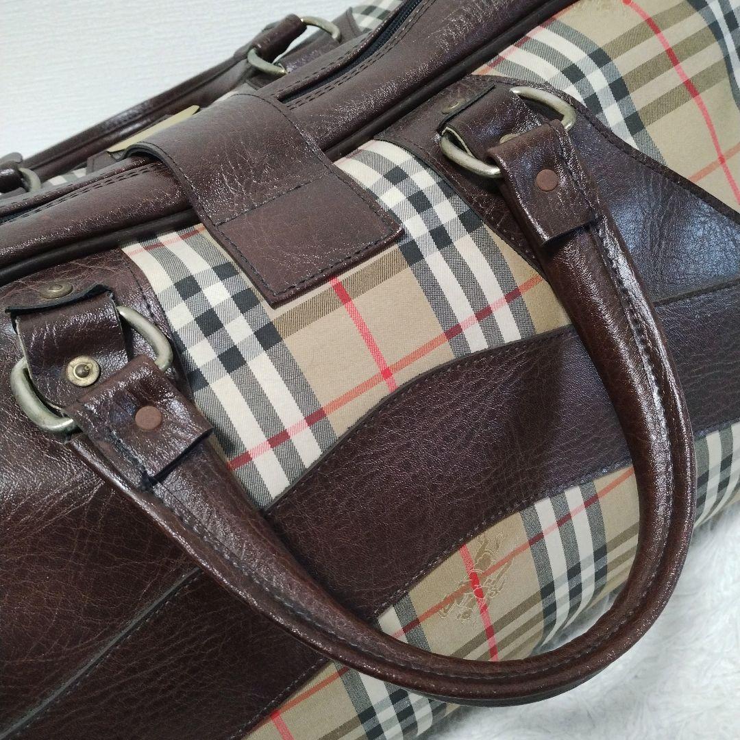 大容量 バーバリー 旅行バッグ ボストンバッグ ノバチェック シャドーホース