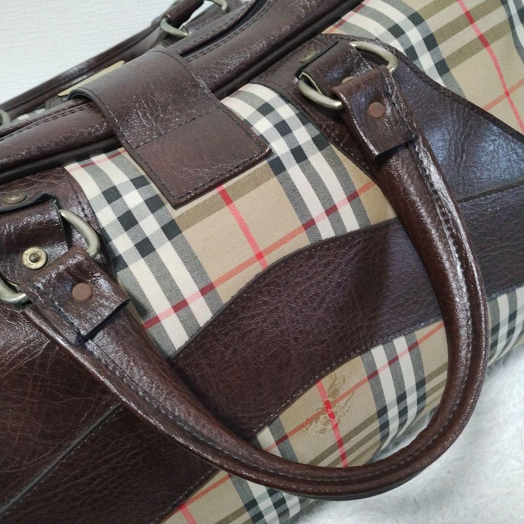 大容量 バーバリー 旅行バッグ ボストンバッグ ノバチェック シャドーホース