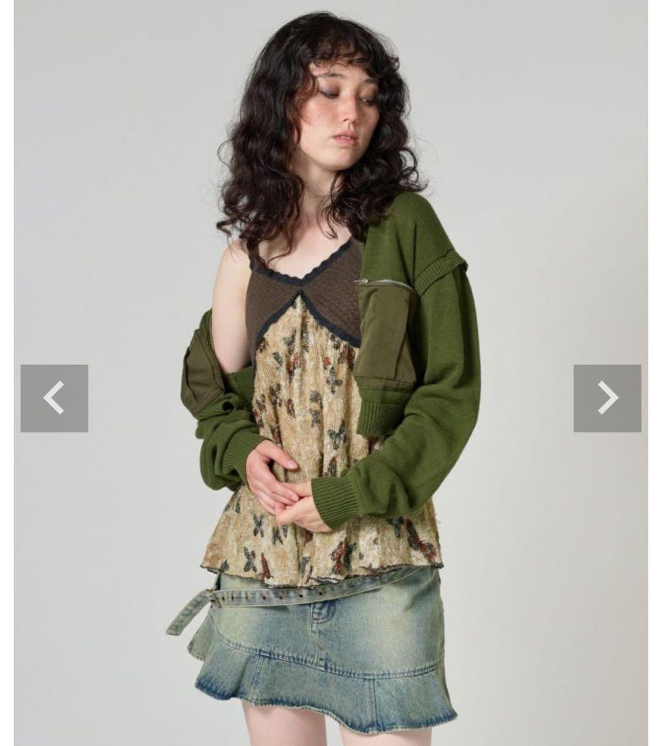 ヴィンテージライク ニットチュニック キャメル