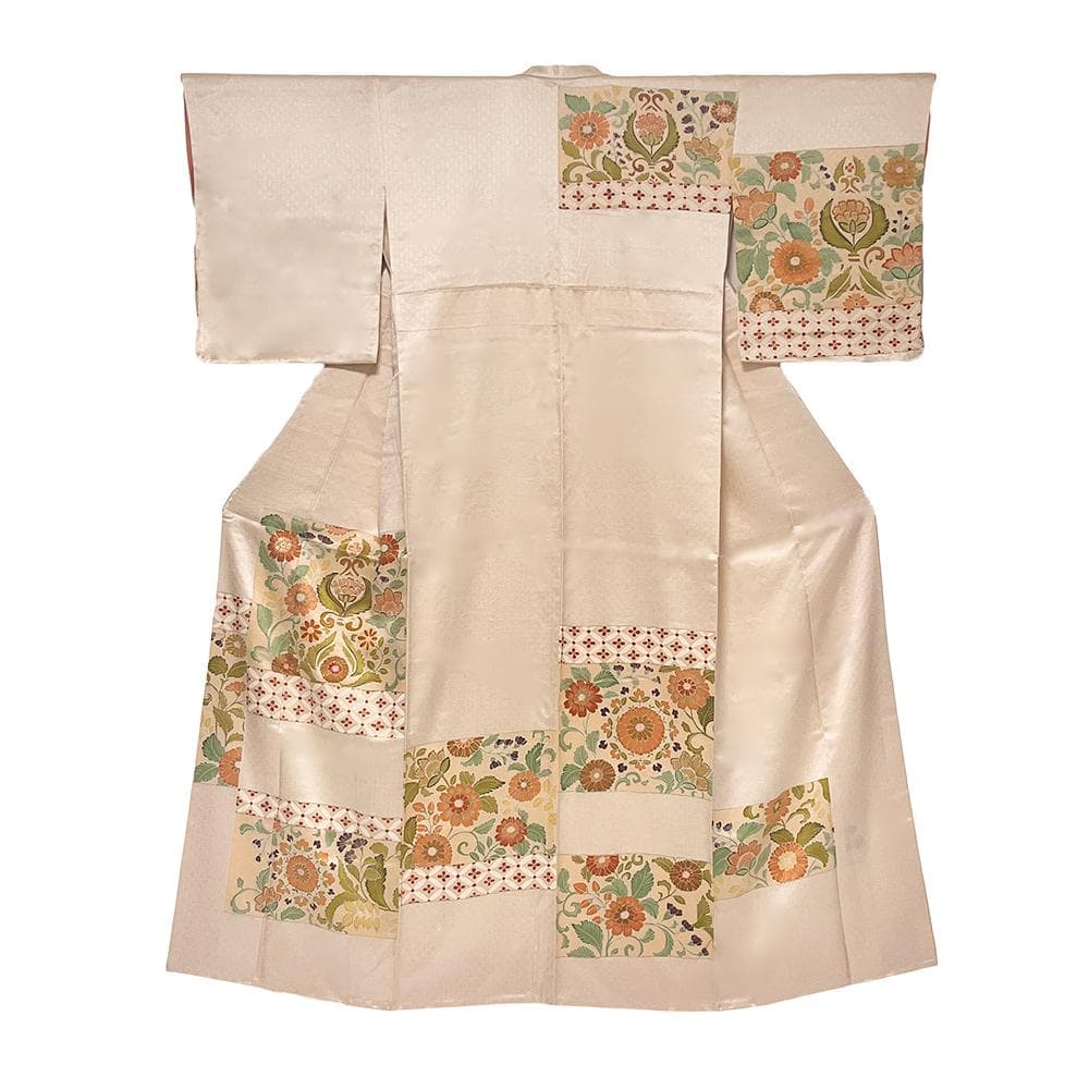 j*m様 志ま亀？ 訪問着 正絹 綸子 新古品 手描友禅 セミフォーマル №ym