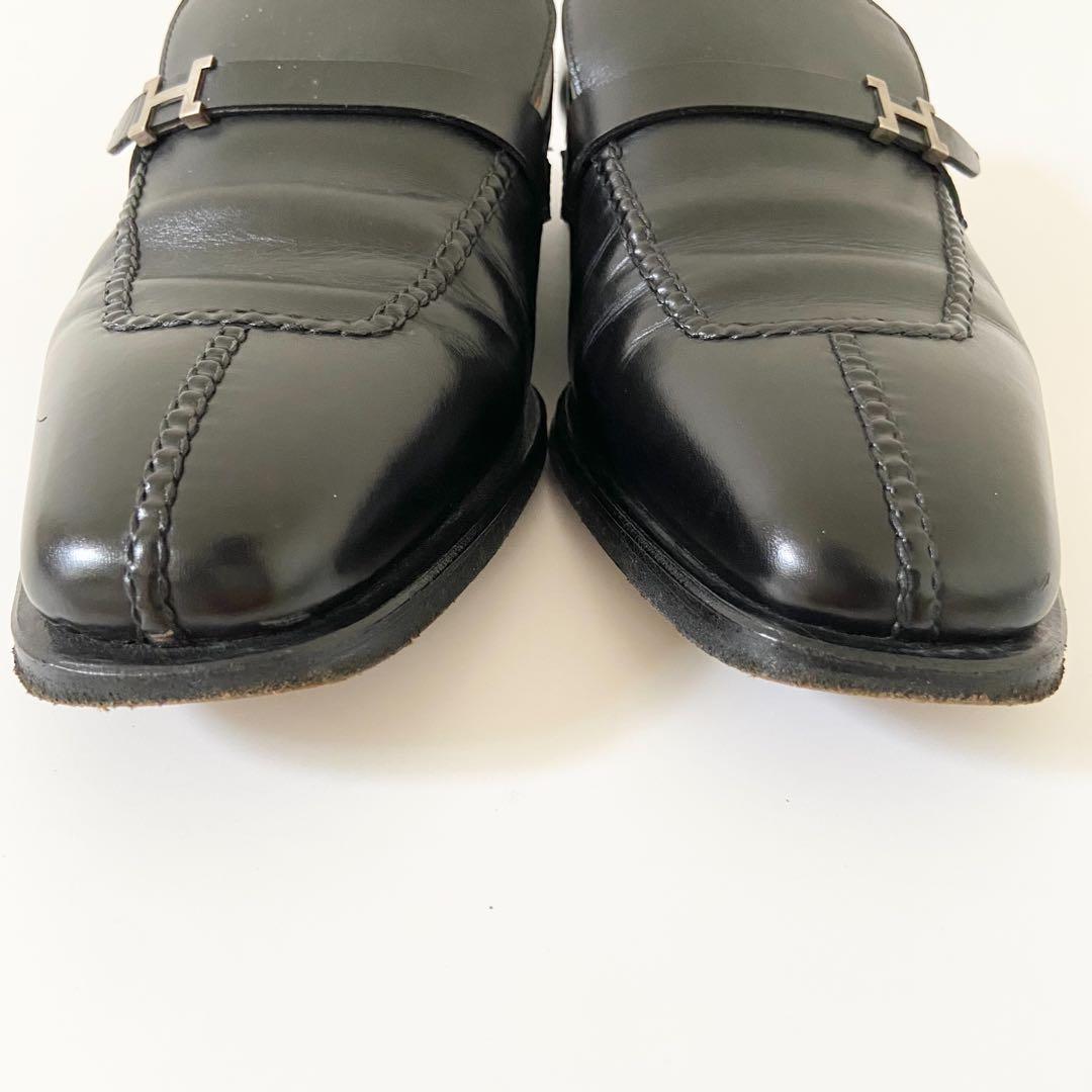 エルメス　レザー　革靴　メンズ　ベルト　ローファー　Hバックル　ストラップ