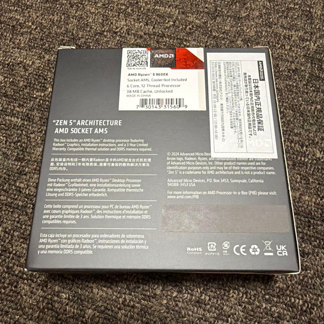 Ryzen5 9600X B650 PG LIGHTNING セット品